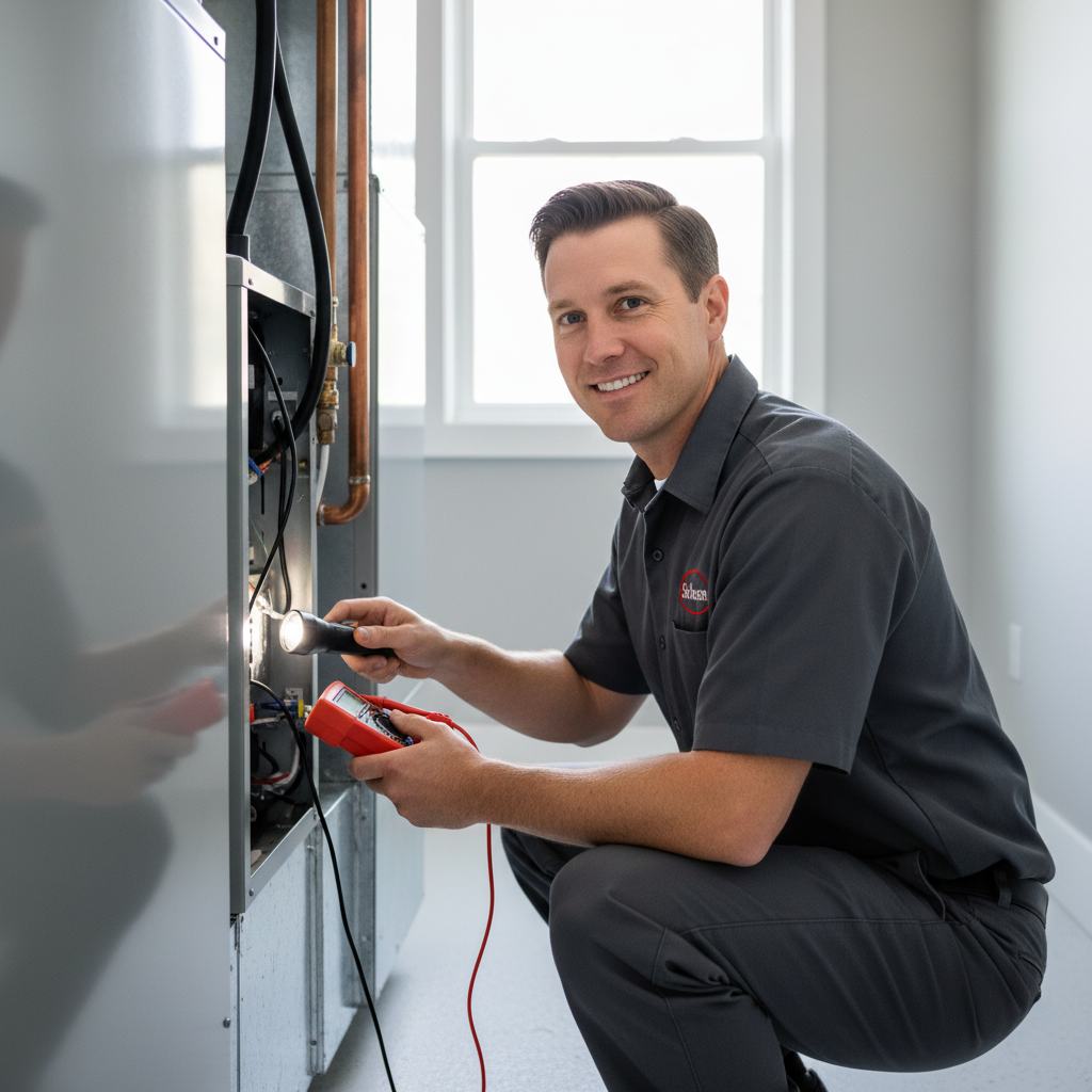Professional HVAC Technician at Work